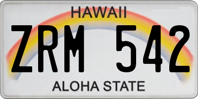 HI license plate ZRM542