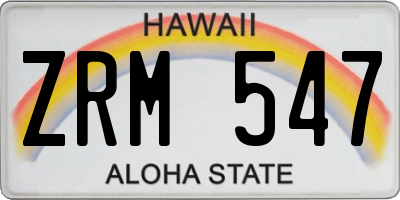 HI license plate ZRM547