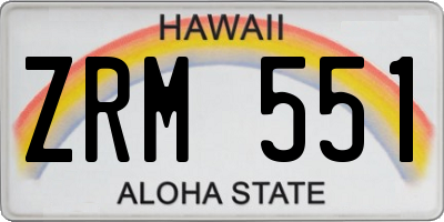 HI license plate ZRM551