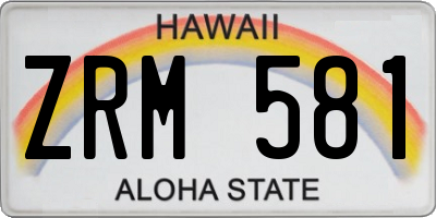 HI license plate ZRM581