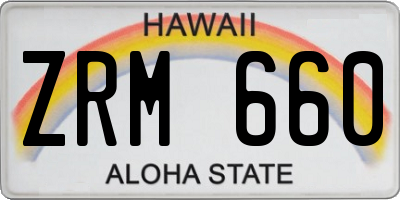 HI license plate ZRM660