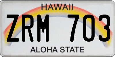 HI license plate ZRM703