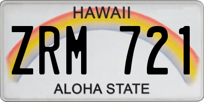 HI license plate ZRM721