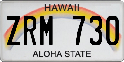 HI license plate ZRM730