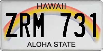 HI license plate ZRM731