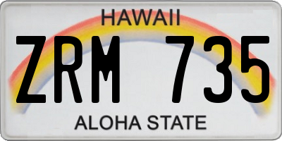HI license plate ZRM735