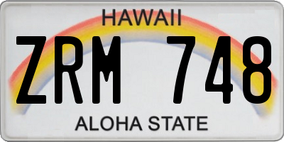 HI license plate ZRM748