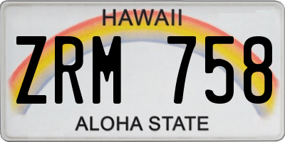 HI license plate ZRM758