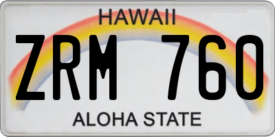 HI license plate ZRM760