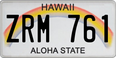 HI license plate ZRM761