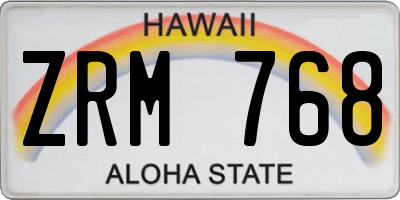 HI license plate ZRM768