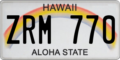 HI license plate ZRM770