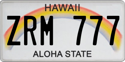 HI license plate ZRM777