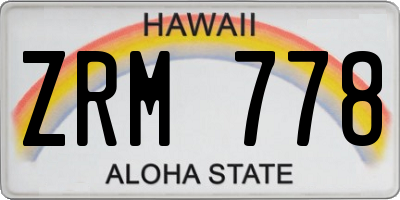 HI license plate ZRM778