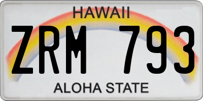 HI license plate ZRM793