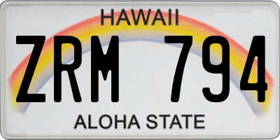 HI license plate ZRM794
