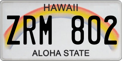 HI license plate ZRM802