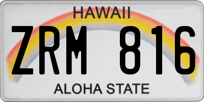 HI license plate ZRM816