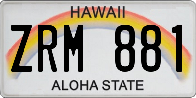 HI license plate ZRM881