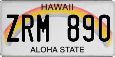 HI license plate ZRM890