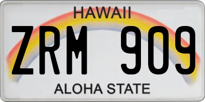 HI license plate ZRM909