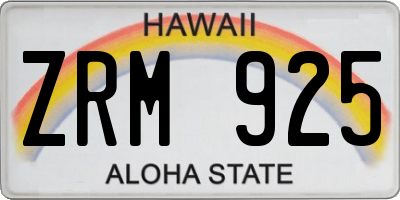 HI license plate ZRM925