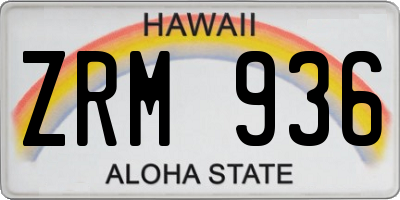 HI license plate ZRM936