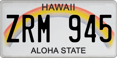 HI license plate ZRM945