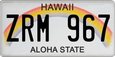 HI license plate ZRM967