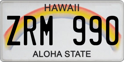 HI license plate ZRM990