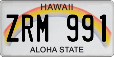 HI license plate ZRM991