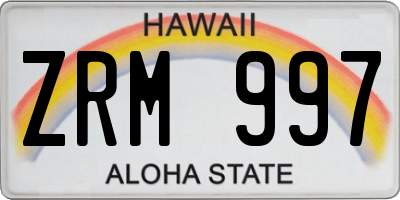 HI license plate ZRM997