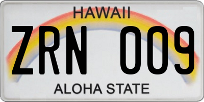 HI license plate ZRN009