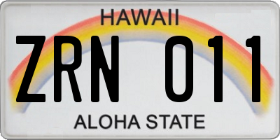 HI license plate ZRN011