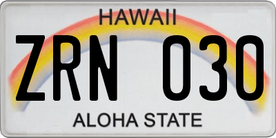 HI license plate ZRN030