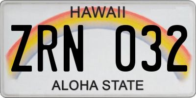 HI license plate ZRN032