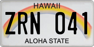 HI license plate ZRN041