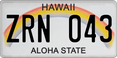 HI license plate ZRN043