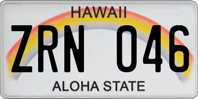 HI license plate ZRN046
