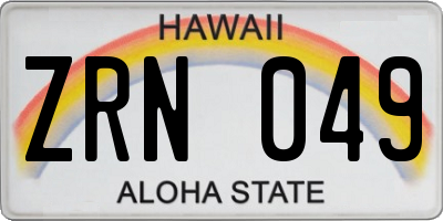 HI license plate ZRN049