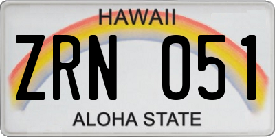 HI license plate ZRN051