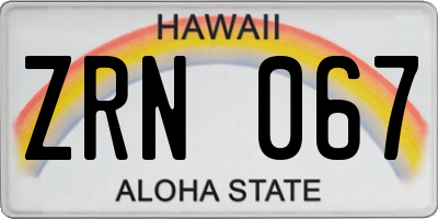 HI license plate ZRN067