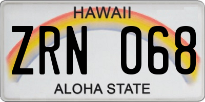HI license plate ZRN068