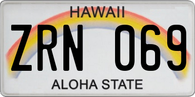 HI license plate ZRN069