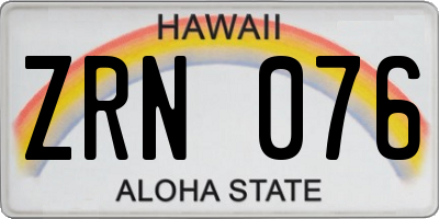 HI license plate ZRN076