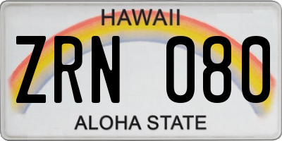 HI license plate ZRN080