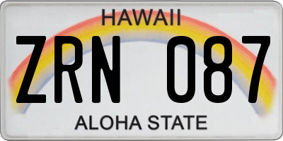 HI license plate ZRN087
