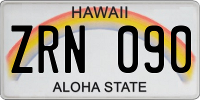 HI license plate ZRN090