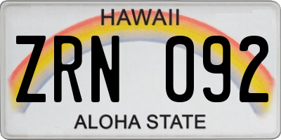 HI license plate ZRN092