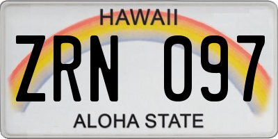 HI license plate ZRN097
